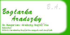 boglarka aradszky business card